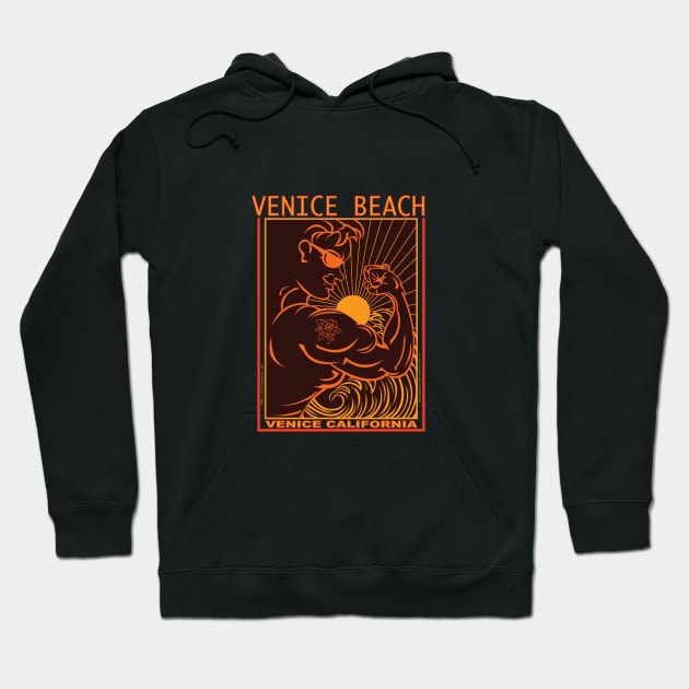 VENICE BEACH MUSCLE BEACH SURFING CALIFORNIA Hoodie by Larry Butterworth